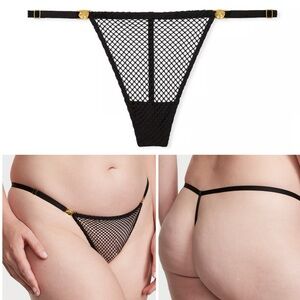 Victoria’s Secret Very Sexy Fishnet Adjustable V-String Panty / M / Black / NEW